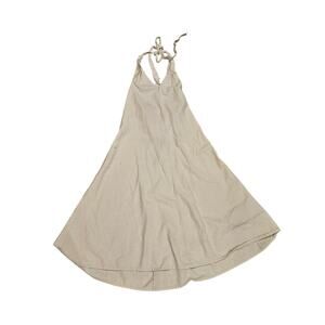 Morgan Taylor beige khaki halter maxi dress medium prairie farm cottage country